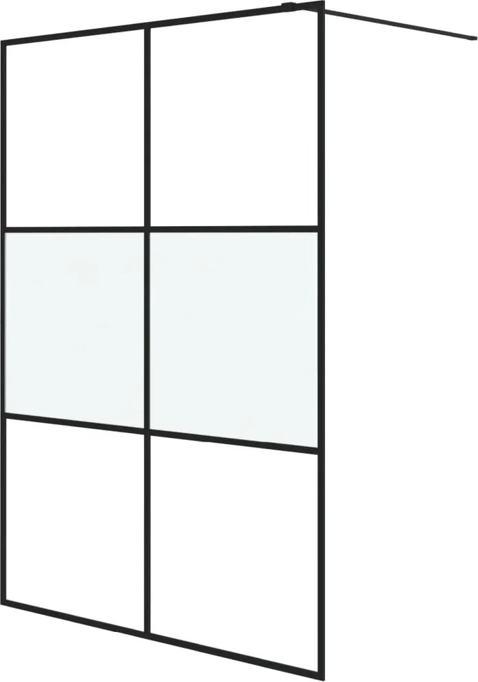 vidaXL fekete selyemmatt ESG üveg zuhanyfal 140x195 cm