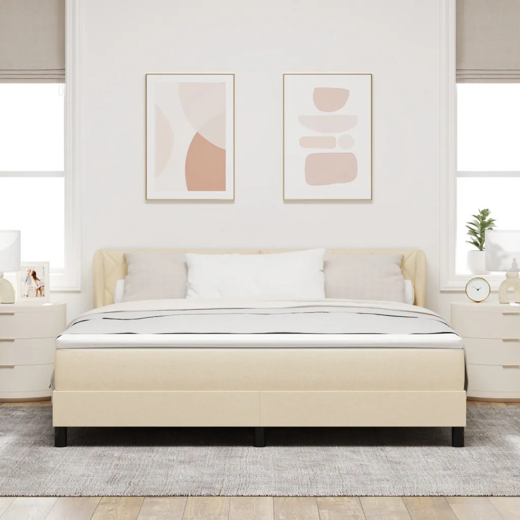 Boxspring Ágy Matráccal Krém 180x200 cm Szövet