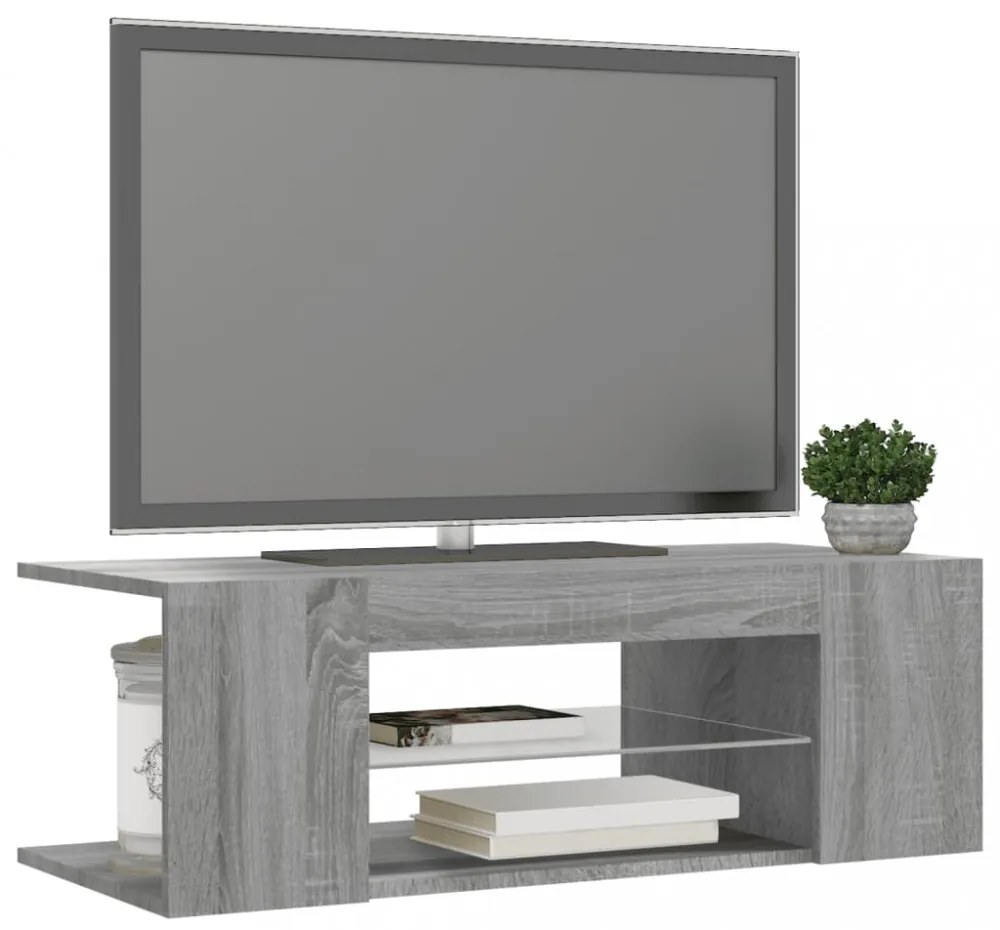 szürke sonoma színű LED-es TV-szekrény 90 x 39 x 30 cm