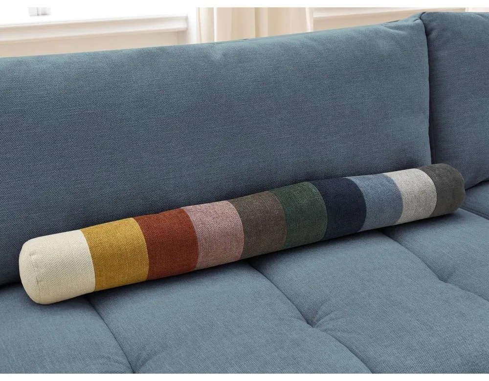 Kék kinyitható-tárolóhelyes sarokkanapé (jobb oldali-L alakú) Fuji – Bobochic Paris