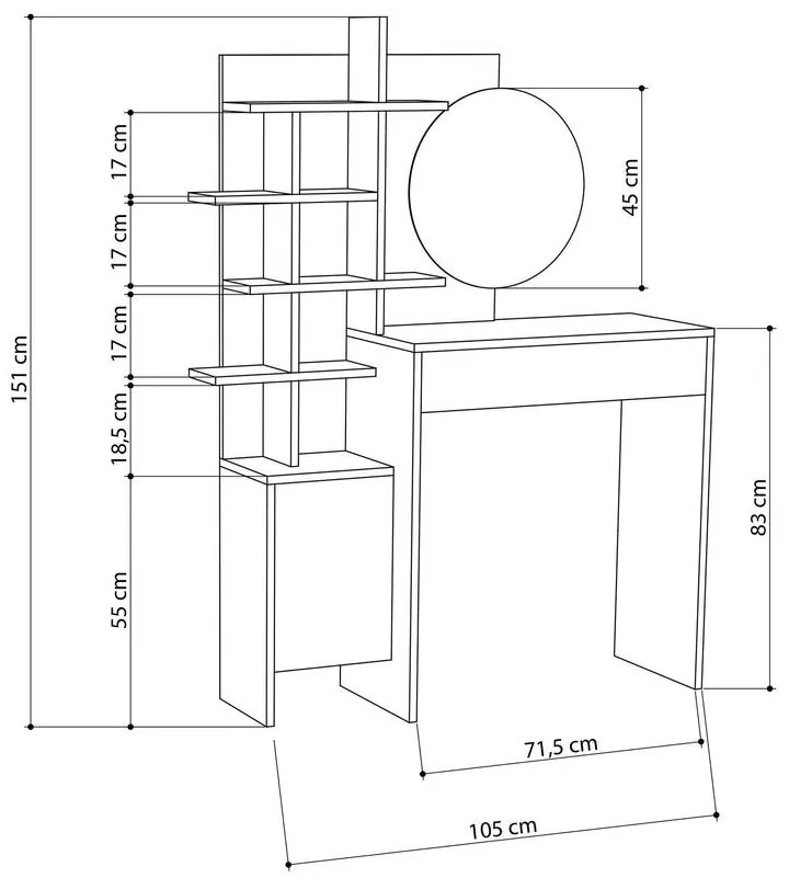 Fésülködő asztal Mup - White, Oak