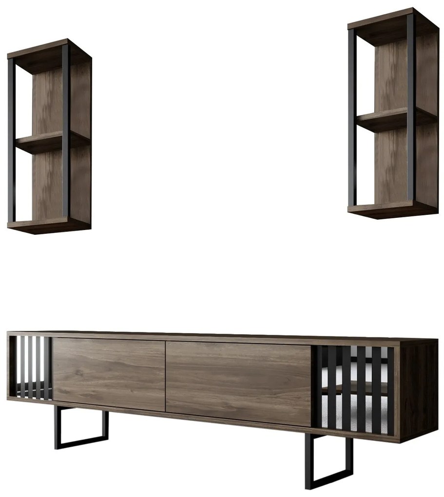 TV szekrény Chrome Line - Walnut, Black