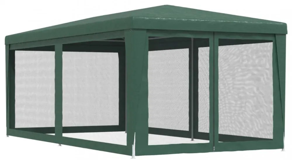 zöld HDPE rendezvénysátor 6 hálós oldalfallal 3x6 m