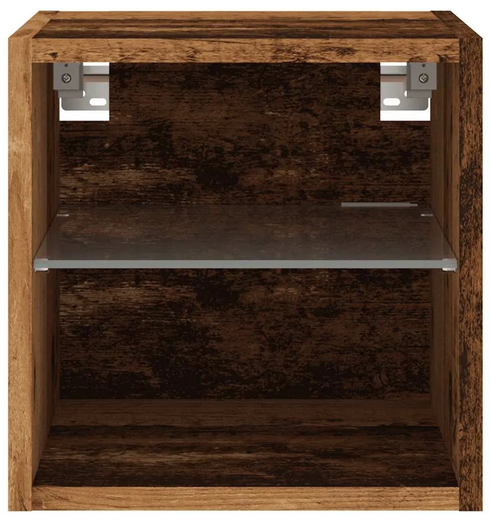 2 db antik fa fali TV-szekrény LED-világítással 30x28,5x30 cm