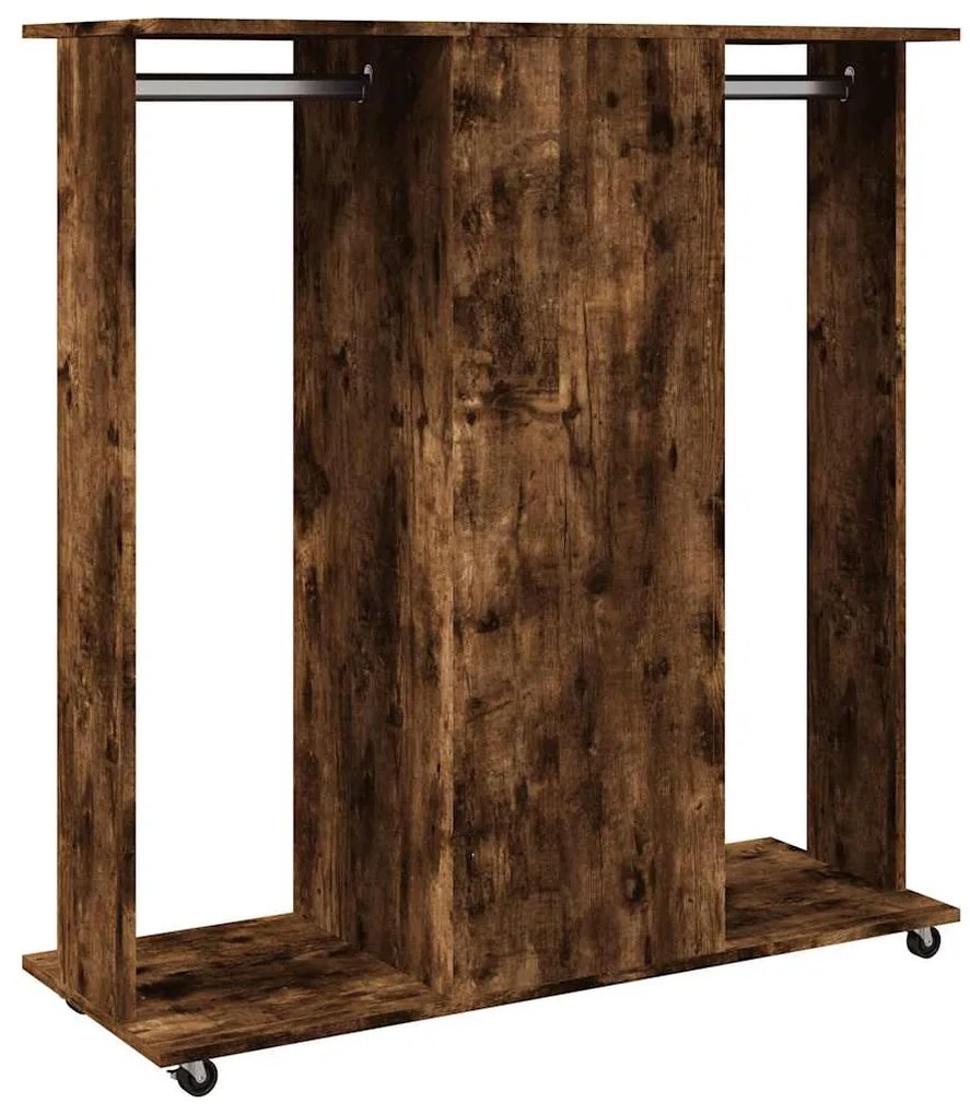 füstös tölgy szerelt fa ruhásszekrény kerékkel 102x38x110 cm