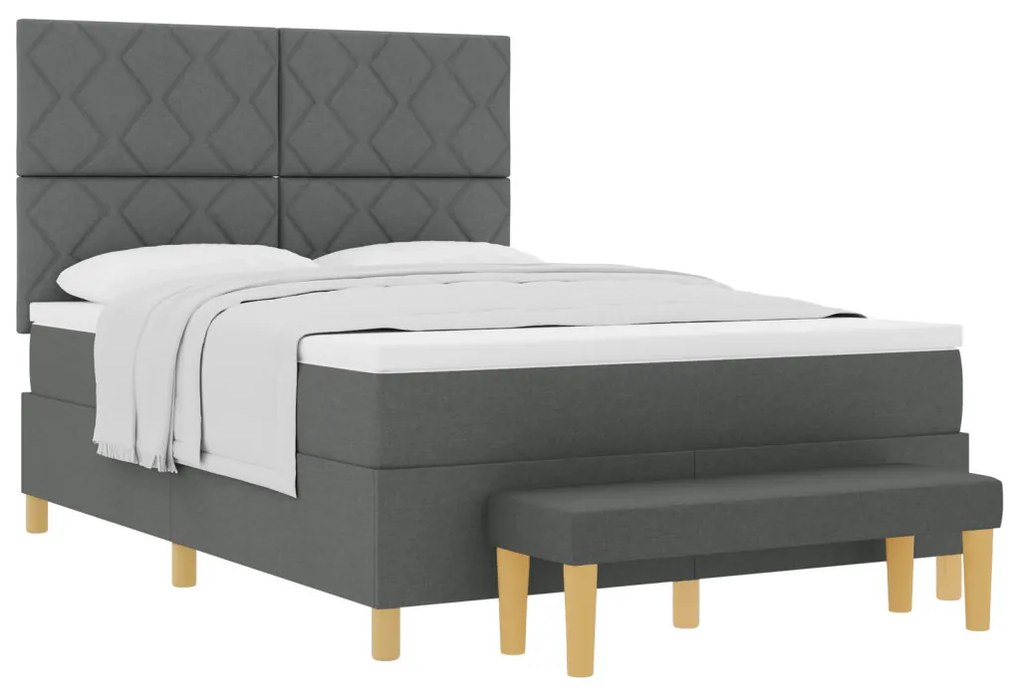 Box Spring Ágy Matraccal és Pad Dark Grey 140x200 cm Szövet