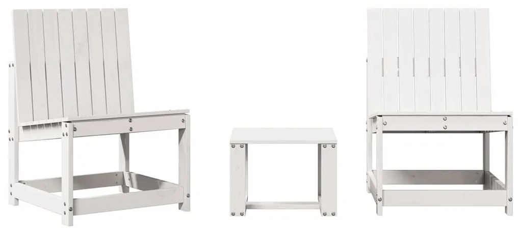 3 részes fehér tömör fenyőfa kerti ülőgarnitúra