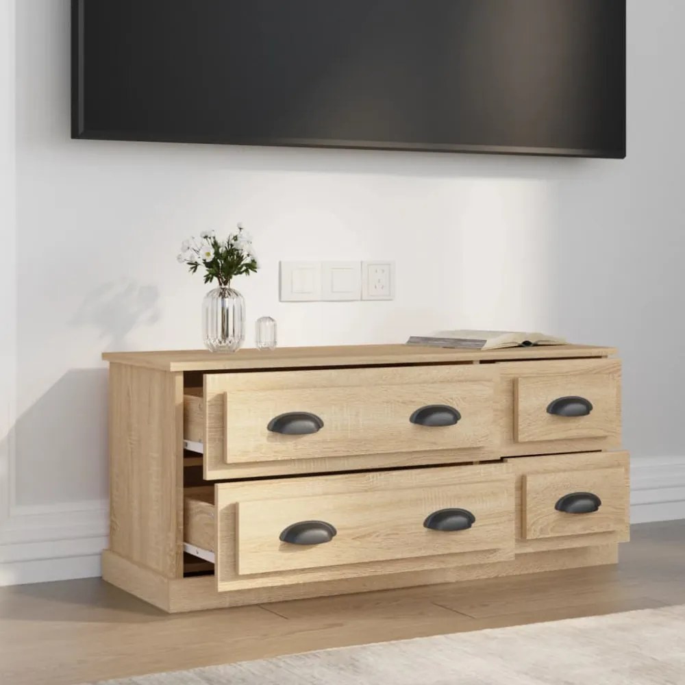 sonoma tölgyszínű szerelt fa TV-szekrény 100x35,5x45 cm