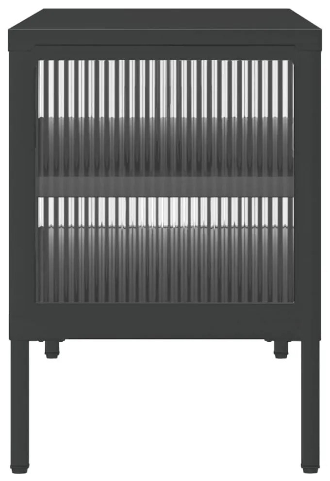 fekete üveg és acél TV-szekrény 105 x 35 x 50 cm