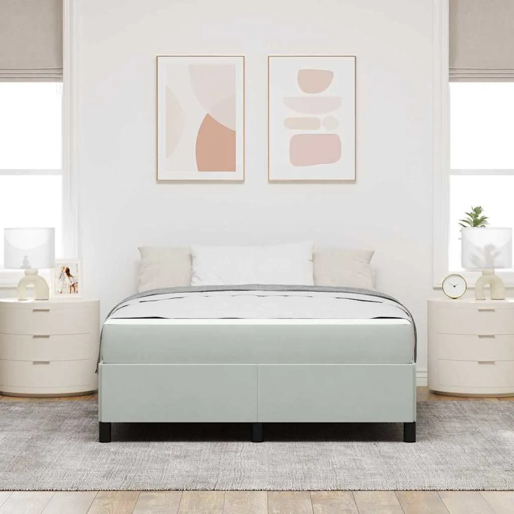 Ágykeret Világosszürke és szürke és fehér 140 x 200 cm Bársony