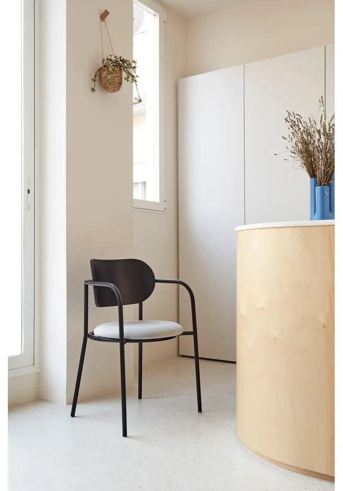 Fekete-szürke étkezőszék kőrisfa dekorral Eclipse - Teulat