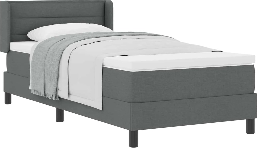 vidaXL Boxrugós ágy matracmal Sötétszürke 200 x 80 cm Poliészter
