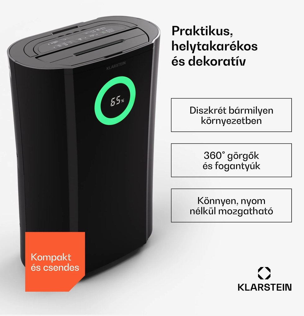 Klarstein DryFy Pro Connect 20 Smart, párátlanító, WiFi, kompresszió, 20 l/d, 35 - 50 m²