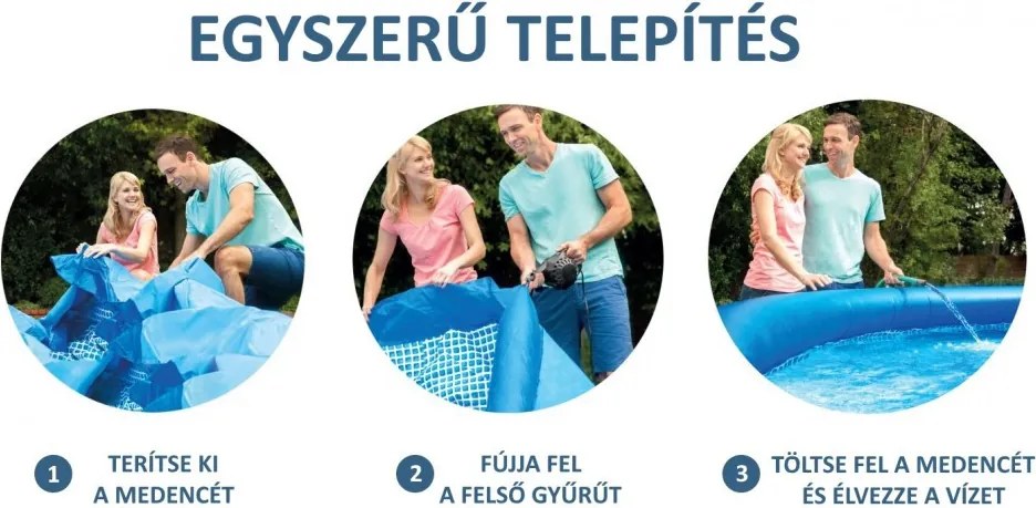 INTEX Easy Set 305 × 61 cm felfújható kerti medence szűrőszivattyúval (28118NP)