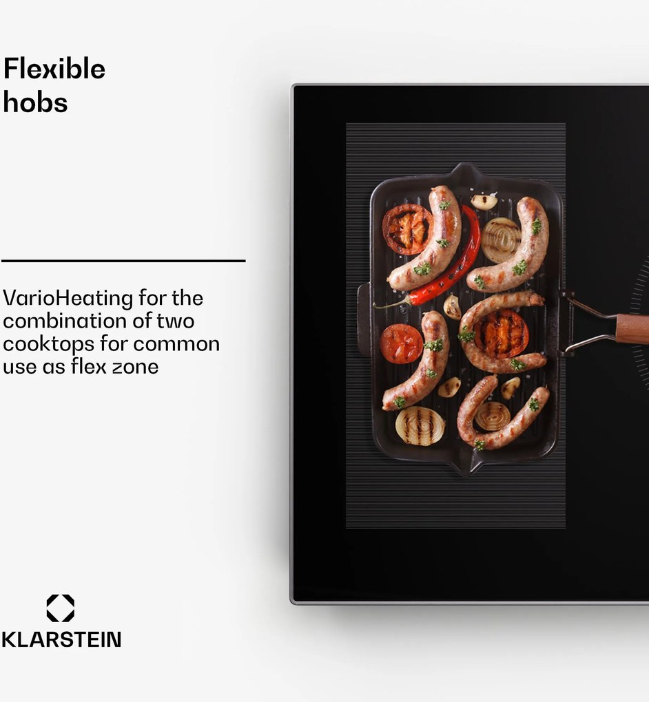 Klarstein Delicatessa 90 Hybrid Prime beépített indukciós főzőlap 5 zóna, 7200 W önellátó