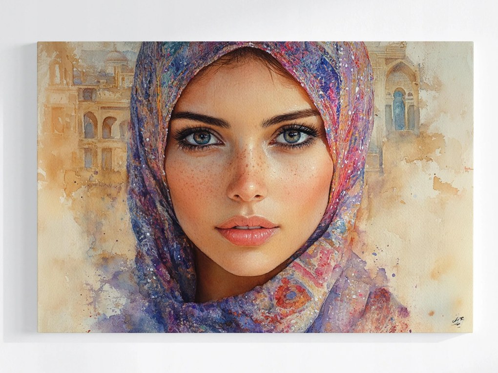 Poszter Nő Kelet Hidzsáb Akvarell Portré 120x80
