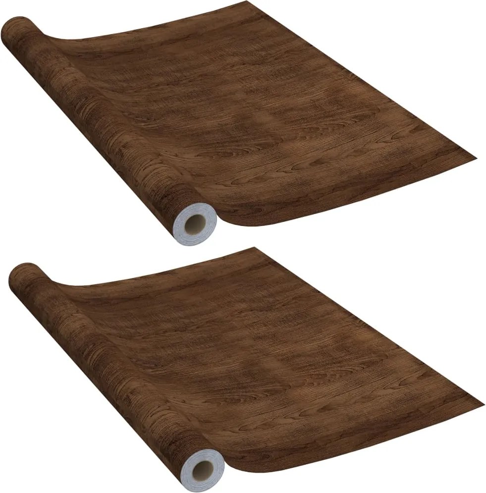 vidaXL 2 db sötét tölgyszínű öntapadó PVC ajtófólia 210 x 90 cm