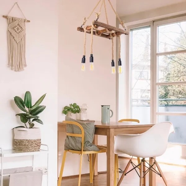 EREBOS kábelre szerelt csillár 4xE27/40W/230V barna