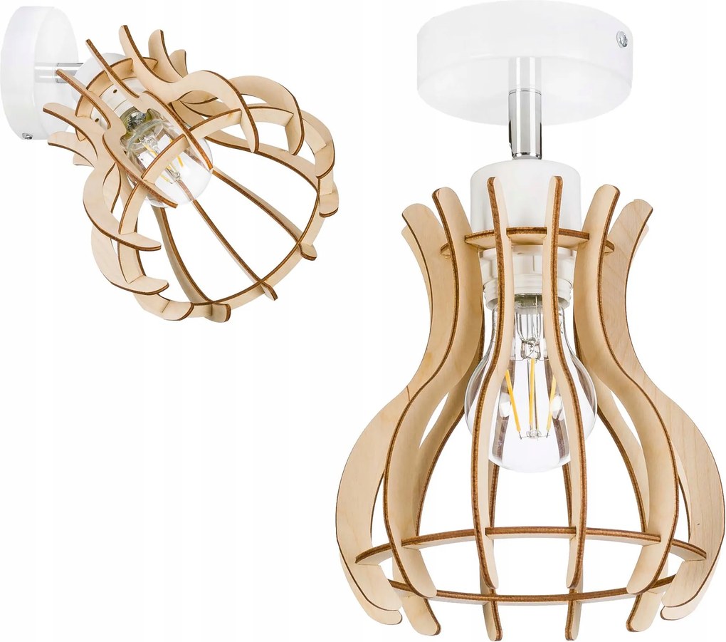 Fali lámpa E27 állítható Loft fa