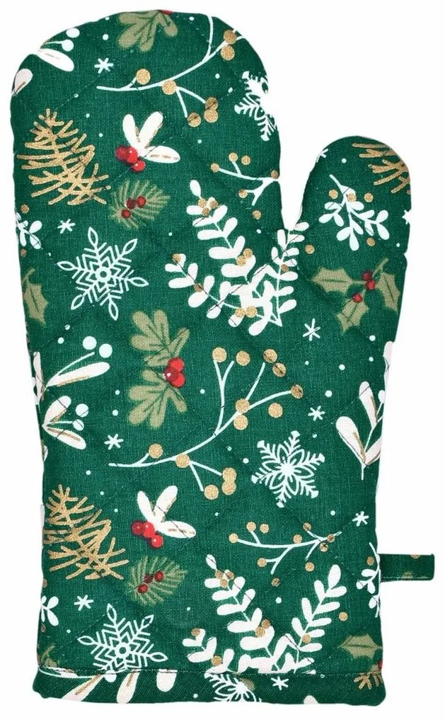 Konyhai kesztyű Zöld karácsony, 18 x 28 cm