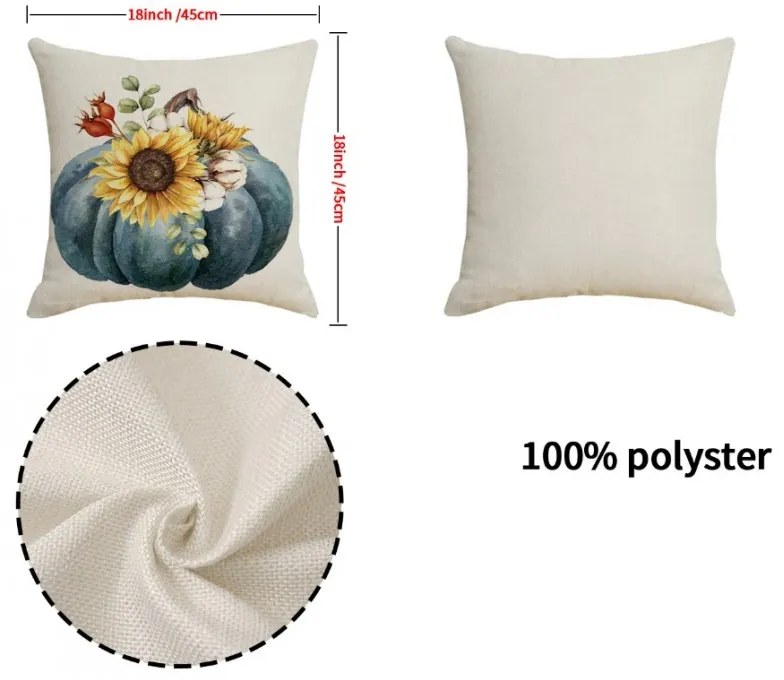 Párnahuzat PUMPKIN NOIR 45x45 cm, fekete