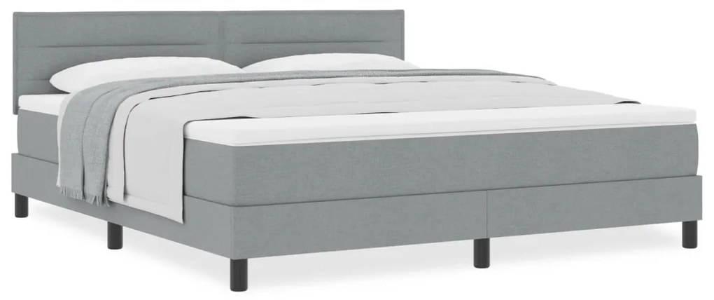 Boxspring ágy matraccal, világosszürke, 180x200 cm, szövet