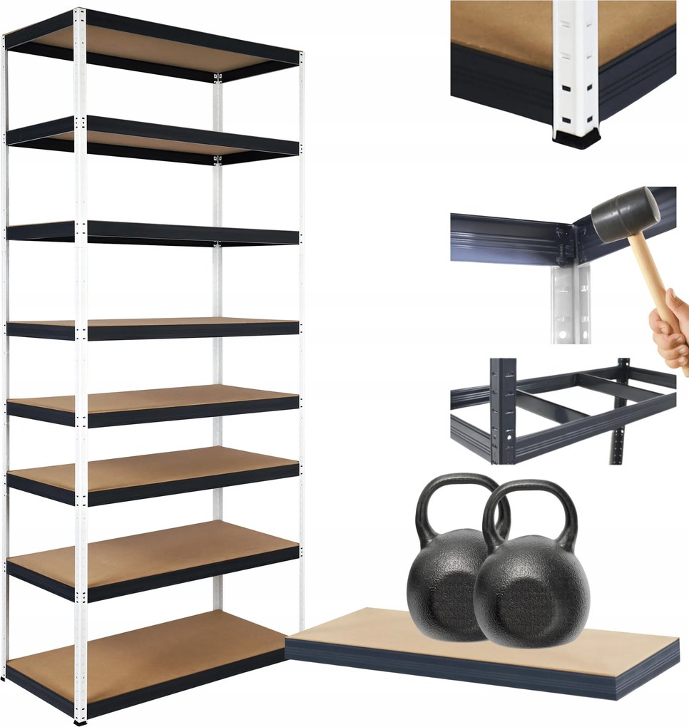 Tárolószekrény fém állvány Helios 270x100x60cm 8Px275kg Tömör