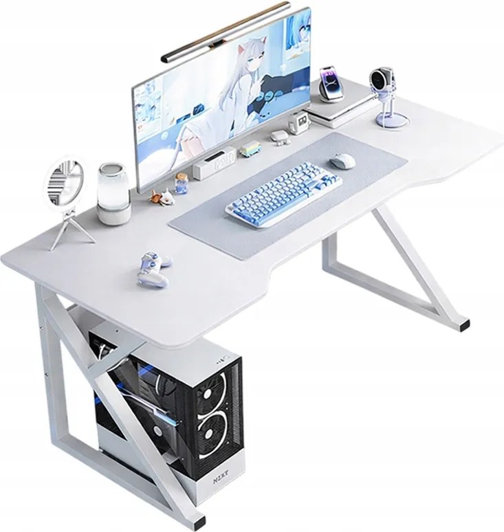 Gamer Íróasztal Gamer Asztal Számítógép Fehér Nagy Modern 120 CM