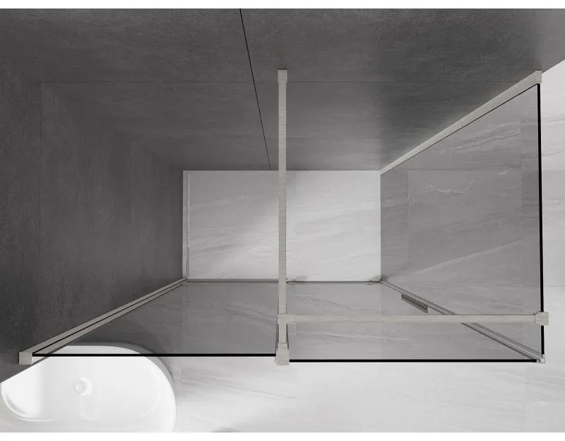 Mexen Velar, zuhanykabin tolóajtóval 140 x 75 cm, 8mm szürke üveg, csiszolt acél, 871-140-075-41-97