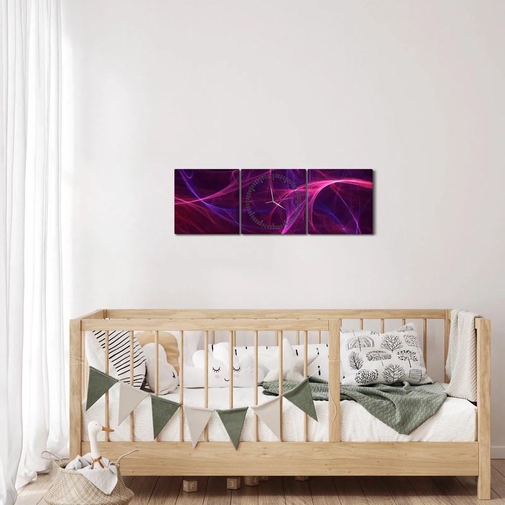Absztrakt görbék képe (órával) (90x30 cm)