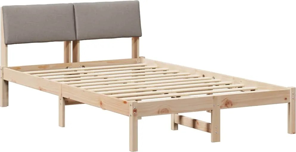vidaXL Ágykeret fejtámlával Barna és taupe 120 x 200 cm Tömör fenyőfa
