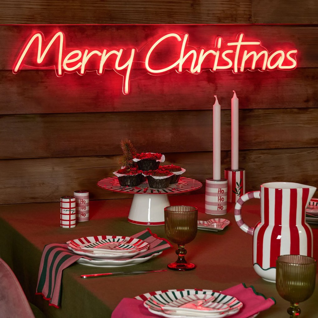 Karácsonyi neon fali lámpa piros - Merry Christmas