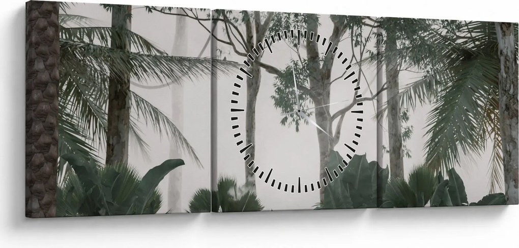 Kép - dzsungel a reggeli ködben (órával) (90x30 cm)