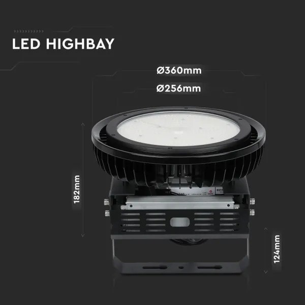 LED állítható fényerejű ipari High Bay lámpa 500W 230V 4000K IP65 fekete