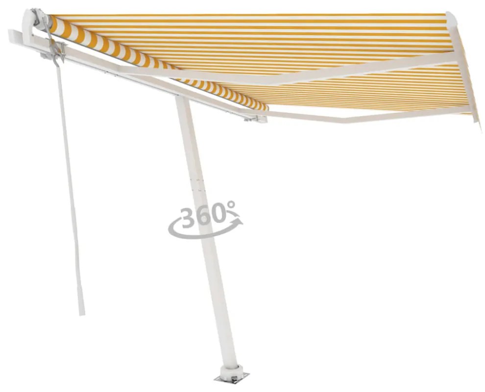 sárga-fehér automata póznás napellenző 300 x 250 cm