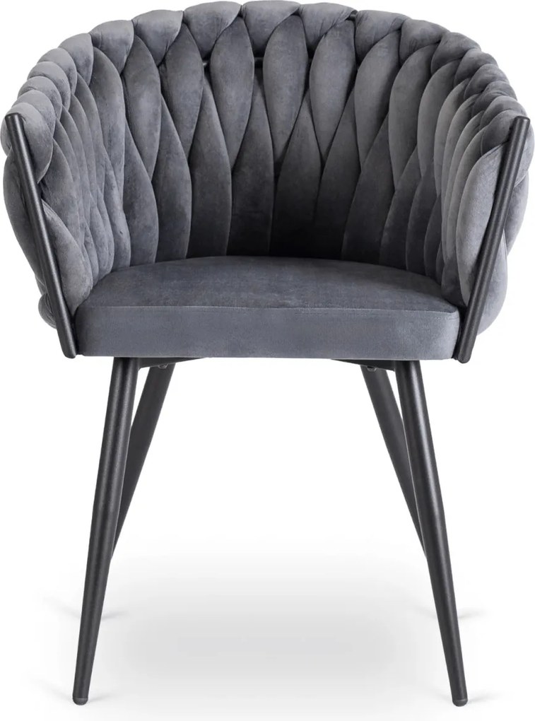 Fonott bársony szék szürke színben, ELENA