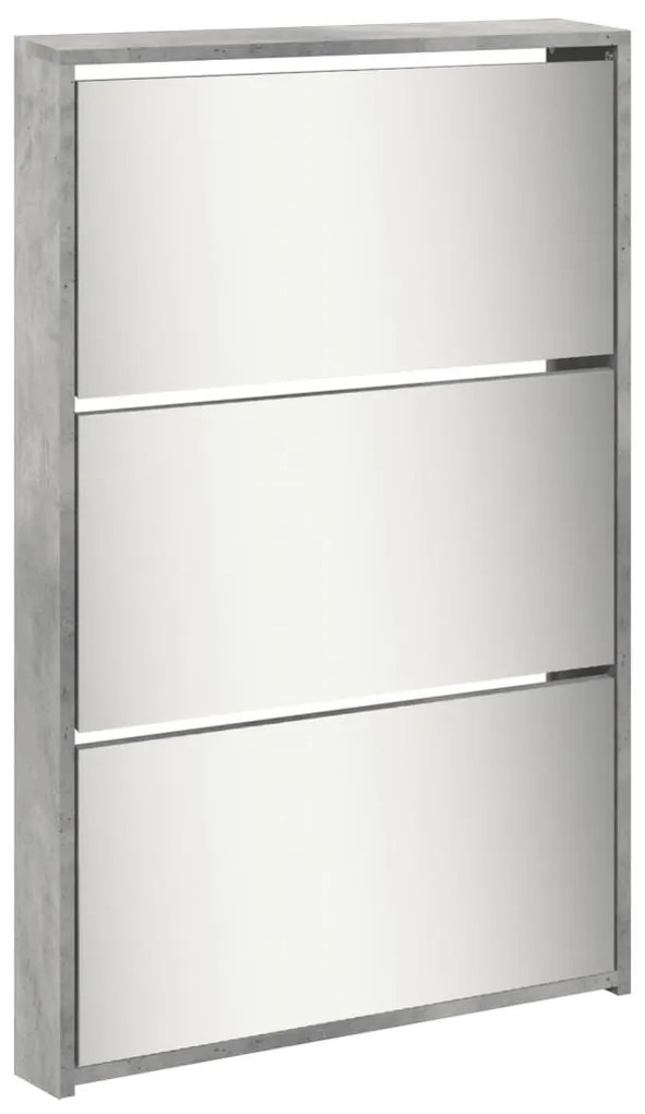 betonszürke 5 szintes cipőszekrény tükörrel 63 x 17 x 169,5 cm