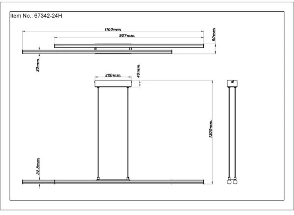Globo 67342-24H - LED Csillár zsinóron KIRINA LED/24W/230V 3000K fekete