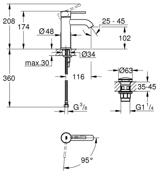 GROHE 23797001 - Mosdócsaptelep ESSENCE, S méret, fényes króm