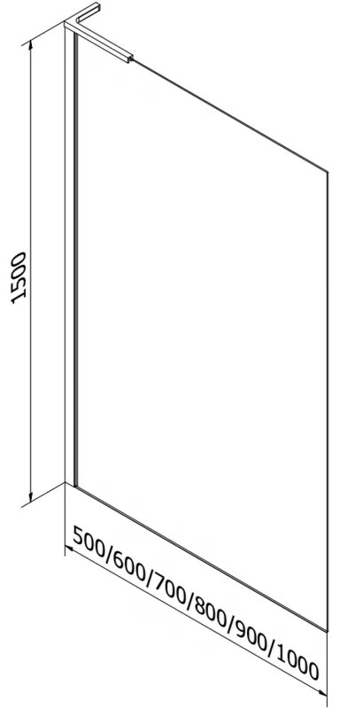 Mexen Next L, 1 szárnyú kádparaván 80 x 150 cm, 6 mm-es üveg bordás mintával, króm profil, 895-080-000-03-09-01