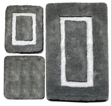 KÉSZLET 3x Fürdőszoba szőnyeg 60/60/100 cm antracit