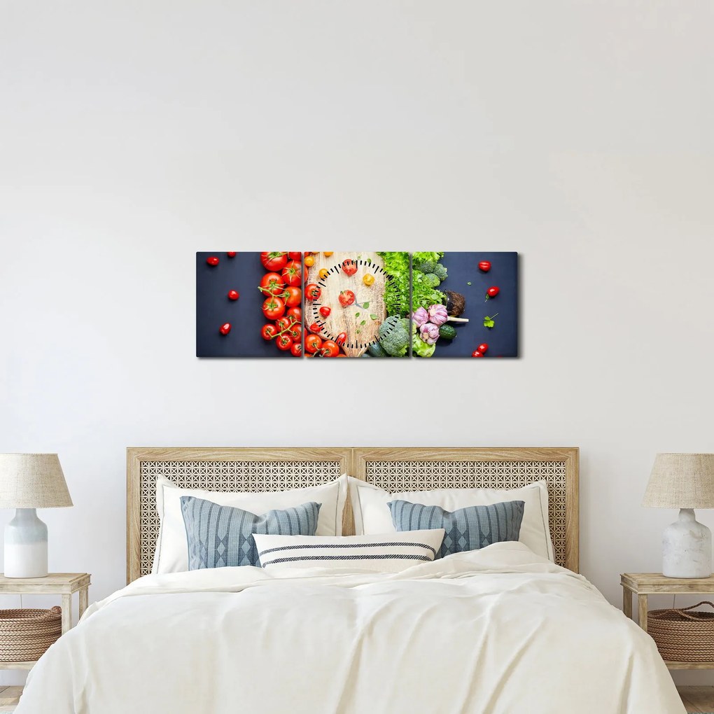Kép - Zöldséggel teli asztal (órával) (90x30 cm)