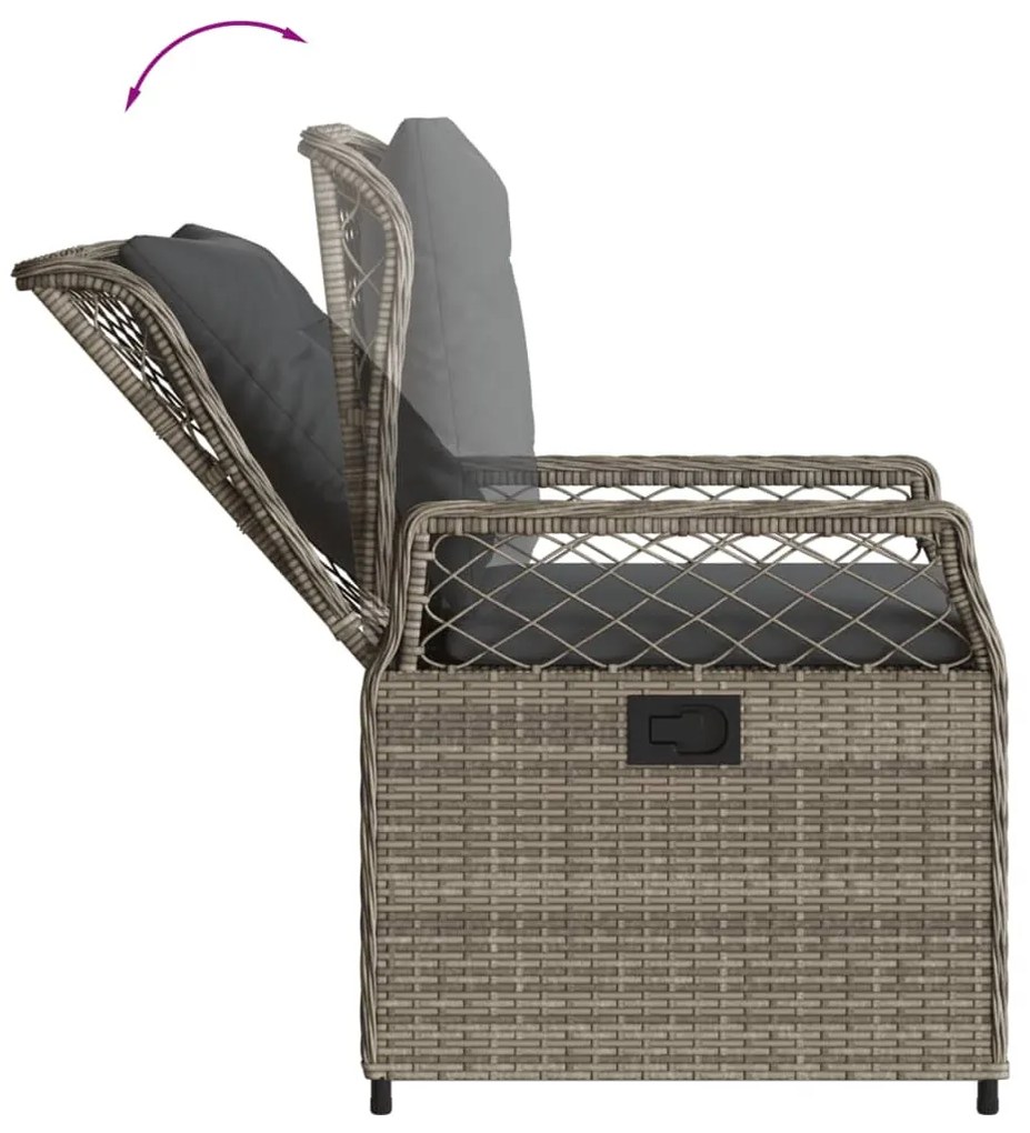 2 db szürke polyrattan dönthető kerti szék