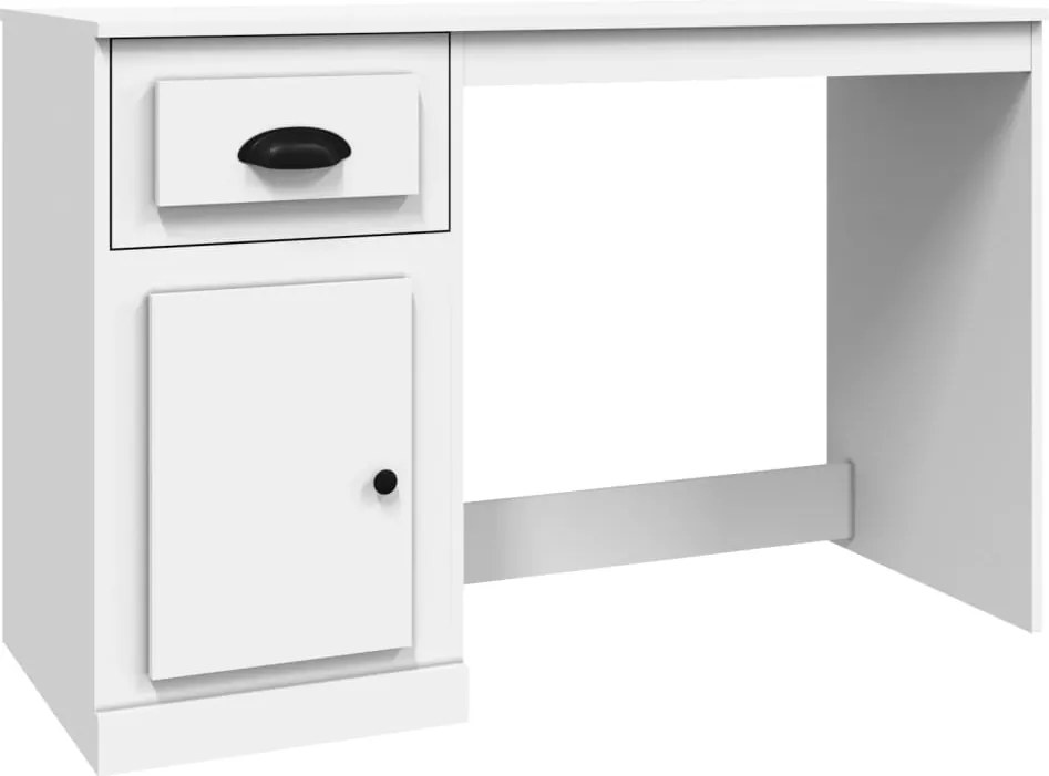 vidaXL fehér szerelt fa íróasztal fiókkal 115x50x75 cm
