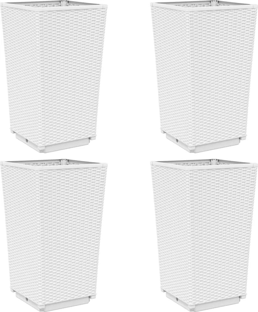 vidaXL 4 db fehér polipropilén kerti ültetőláda 32,5 x 32,5 x 57 cm