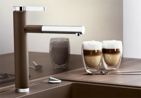BLANCO LINEE-S Silgranit kihúzhatófejes mosogató csaptelep, króm/alumetál 518439