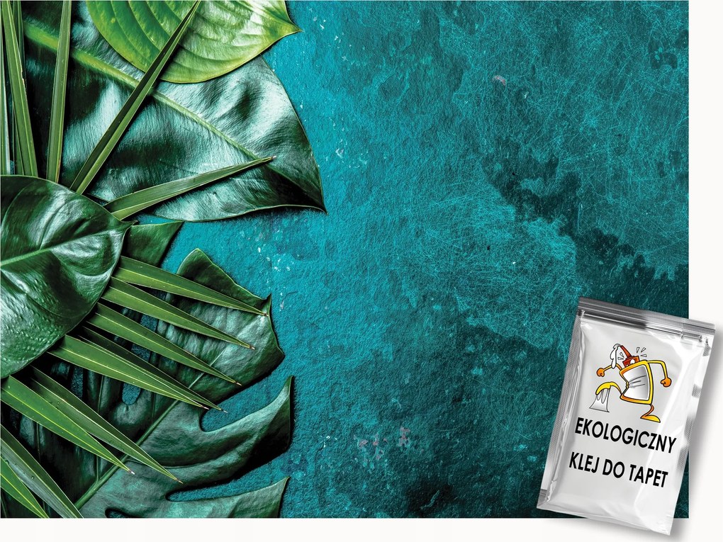 Fotótapéta Flizelina Levelek Növények Monster Pálma 3D Türkiz 300x210 ragasztó