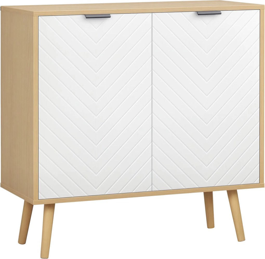 HOMCOM Modern, Többcélú Mobil Chipboardból és Fenyőfából, 3 Szinten Állítható Belső Polccal, Előtér, Nappali, Konyha és Fürdőszoba Bútor, 77x35x77,5 c