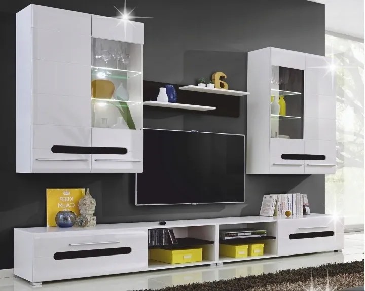 Bútorlap Ovális fehér fekete fehér fényes szekrény Rtv komód polc