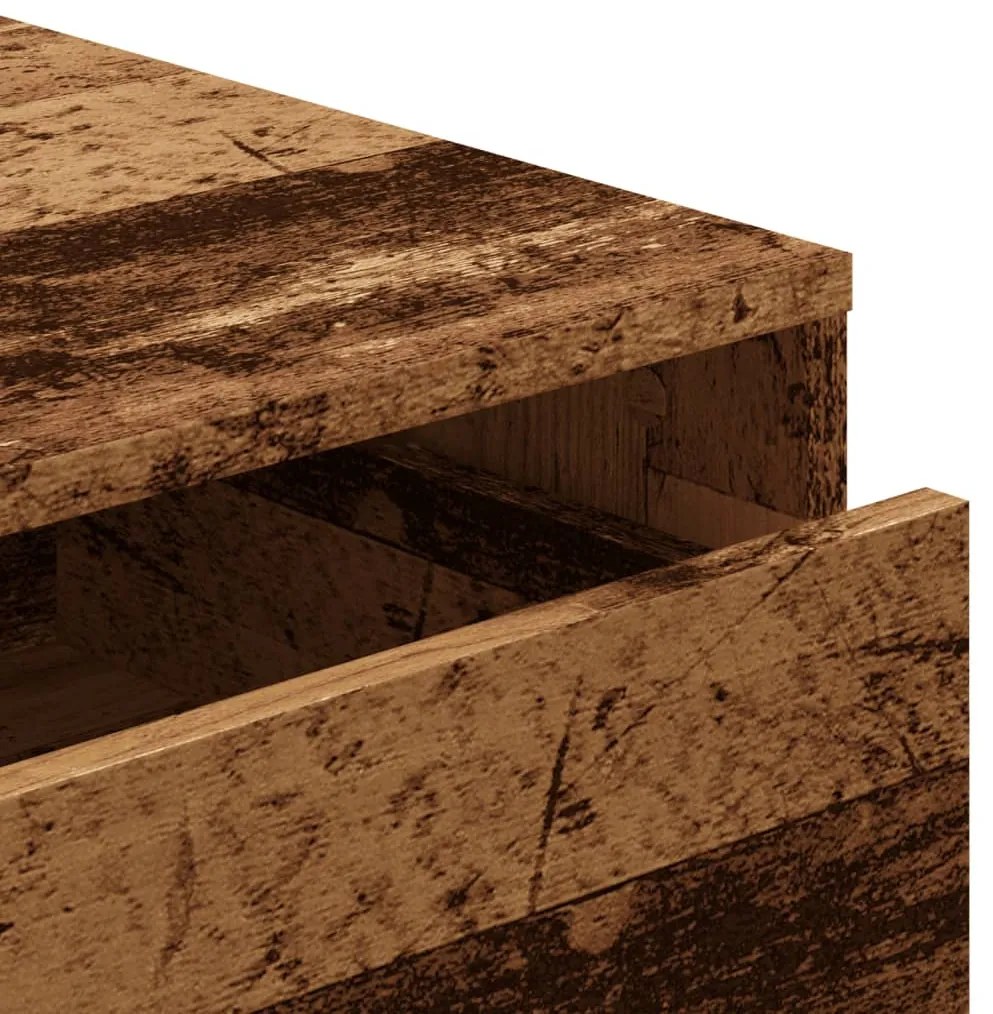 antik fa színű szerelt fa fiókos sarokszekrény 40 x 41 x 58 cm